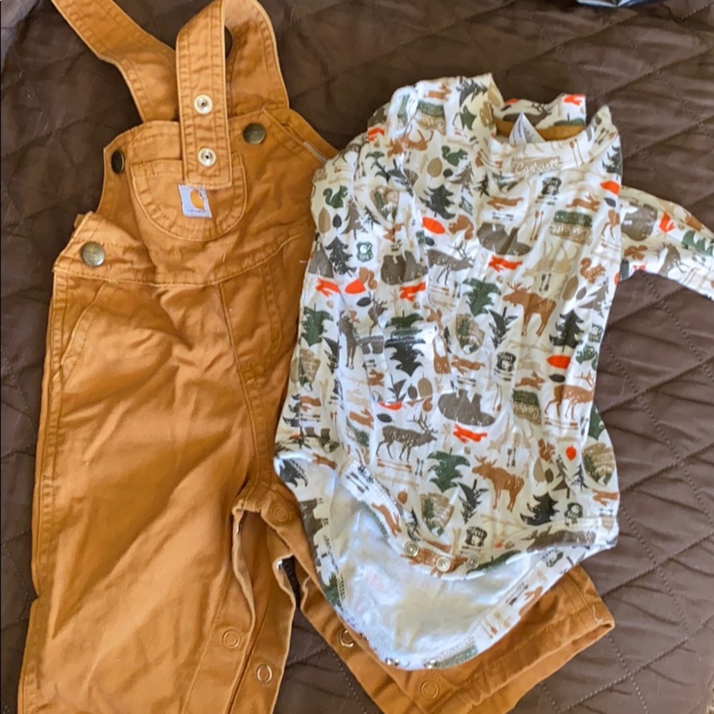 6 month Charhartt overalls set